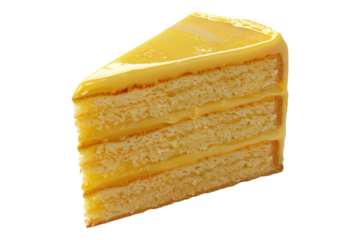 Yellow cake of slice isolated on transparent background