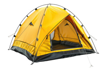 Yellow camping tent isolated on transparent background