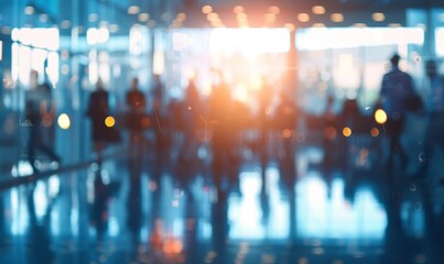 Abstract Blurred Business Professionals in Modern Office Building Meeting Room. AI-Generated 4K High-Quality Wallpaper Depicting Corporate Meeting and Collaboration