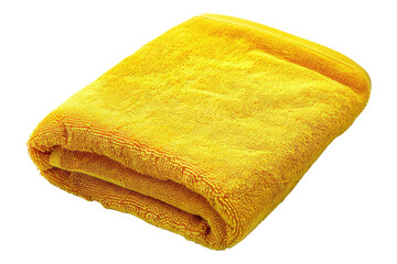 Yellow folded towel isolated on transparent background