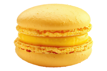 Yellow macaroons isolated on transparent background