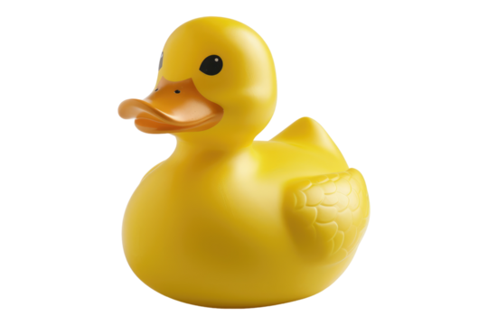 Yellow rubber duck isolated on transparent background