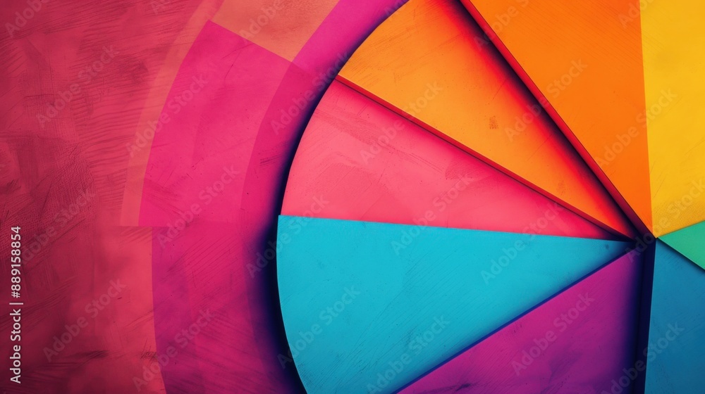 Aufkleber colorful abstract background featuring vibrant geometric shapes in a pie chart design, creating a dy