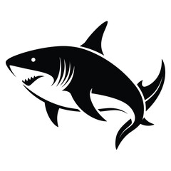 Fototapeta premium Shark silhouette flat illustration on isolated background