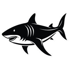 Obraz premium Shark silhouette flat illustration on isolated background