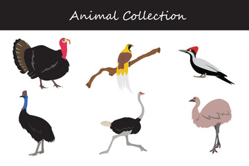 Animals collection. Flat style vector illustration.