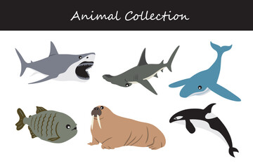 Animals collection. Flat style vector illustration.