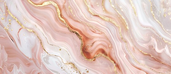 Obraz premium Pink and gold alcohol ink creating abstract fluid art with a marble effect. Perfect for luxury, chic, and modern design projects
