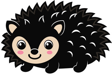 Cute cartoon hedgehog with sharp spines, a funny 3D animal icon