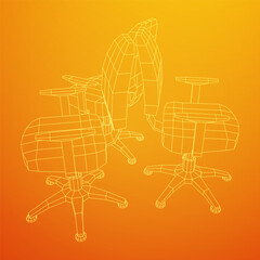 Office chair. Furniture for office Interior. Wireframe low poly mesh vector illustration.