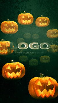 Halloween Logo Opener. Vertical Stories Intro for Social Media.