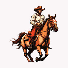 Dramatic Cowboy on Horseback Illustration