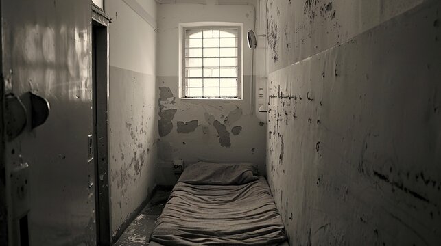 A small cell in prison in bad condition, illustrating the issue of the prisons