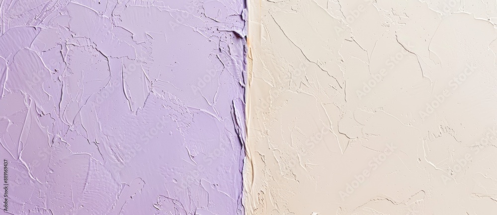 Poster decorative purple and white plaster coating creating a rough surface with an abstract pattern, perfe