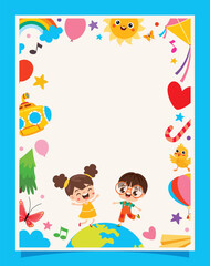 Fototapeta premium Template Design With Childish Elements