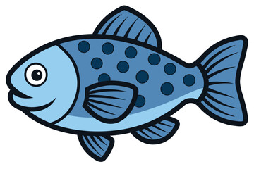 Blue tropical cartoon fish vector illustration swimming in the ocean