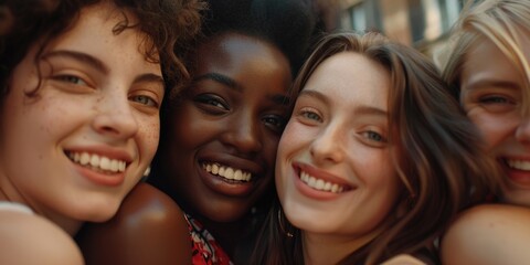 Fototapeta premium A group of women standing side by side, united and strong