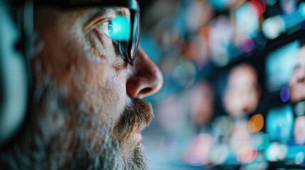 A close-up view of an editing setup with multiple screens displaying diverse video clips and timelines, indicating a person deeply engrossed in intricate video editing tasks.