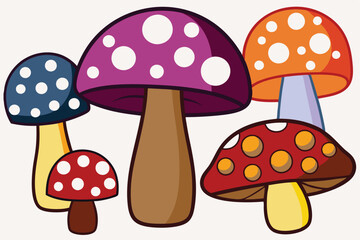 Different mushrooms, watercolor painting D.eps