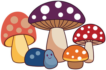 Different mushrooms, watercolor painting G.eps