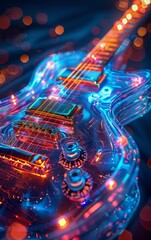 Energetic 3D Neonlit Prima Balalaika with Vibrant Colors