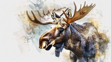 A moose with antlers on its head, standing in a natural setting
