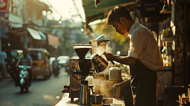 Street Cafe in Southeast Asia - Powered by Adobe