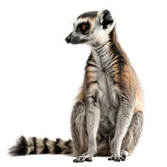 Sitting lemur isolated on transparent background. 