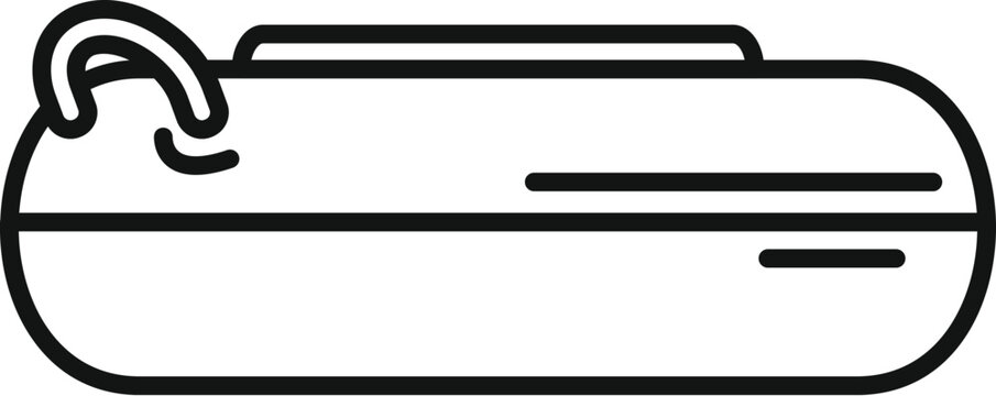 recommend clip art: Black and white line art of an inflatable boat floating on water