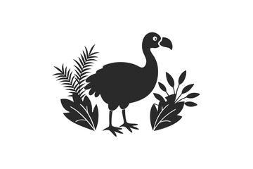 Obraz premium Vector black and white peacock silhouette, a wild bird illustration
