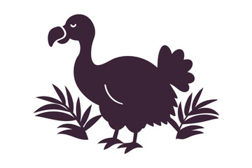 Dodo in plants and tree white background M.eps