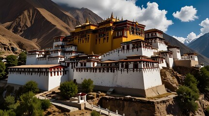 Monastery the ancient buddhist temple in leh Ladakh Region.generative.ai