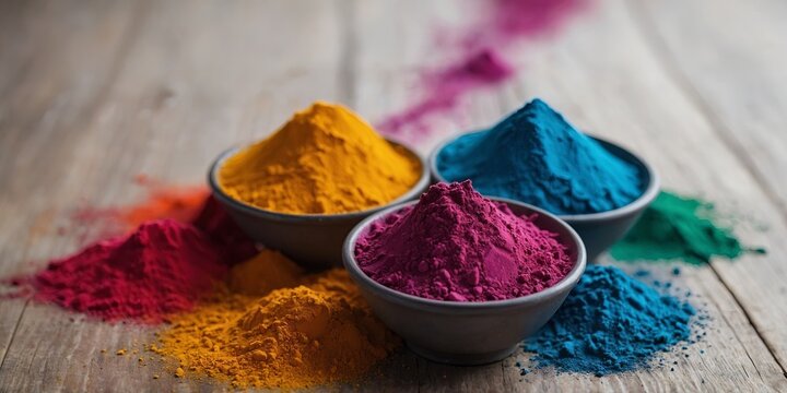 colorful dye powders in bright and vibrant colors.