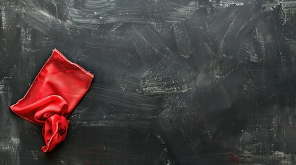 Red rag used to clean blackboard