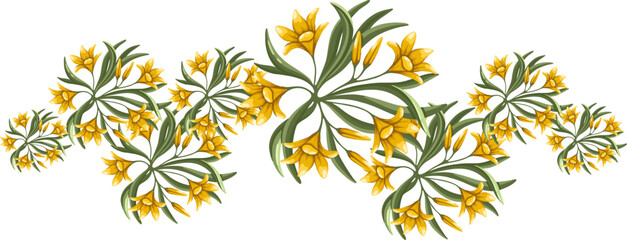 Group of lilies bushes top view for the landscape design plan. Entourage design. Vector illustration.