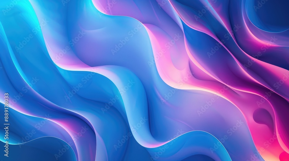 Poster abstract colorful gradient blue background with neon glow fluid color composition for design project