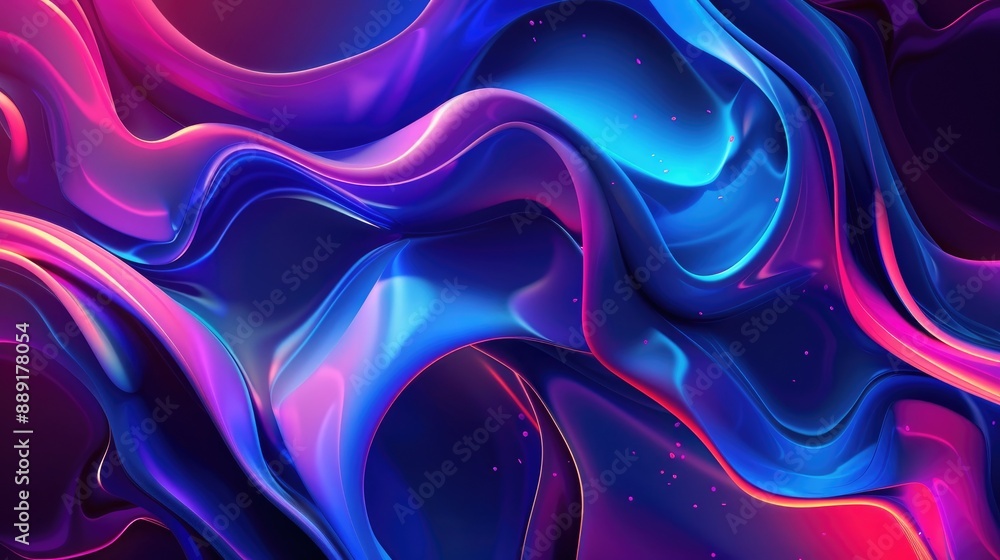 Poster abstract colorful gradient blue background with neon glow fluid color composition for design project