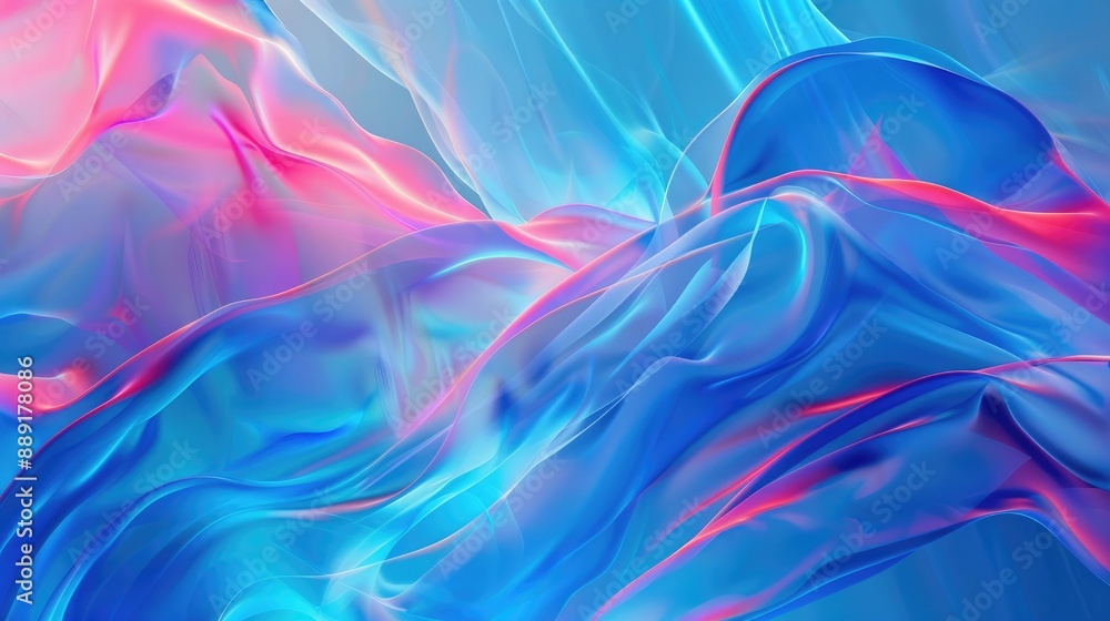 Poster abstract colorful gradient blue background with neon glow fluid color composition for design project