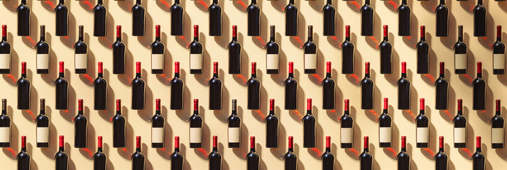 Obraz premium Seamless pattern of red wine bottles 