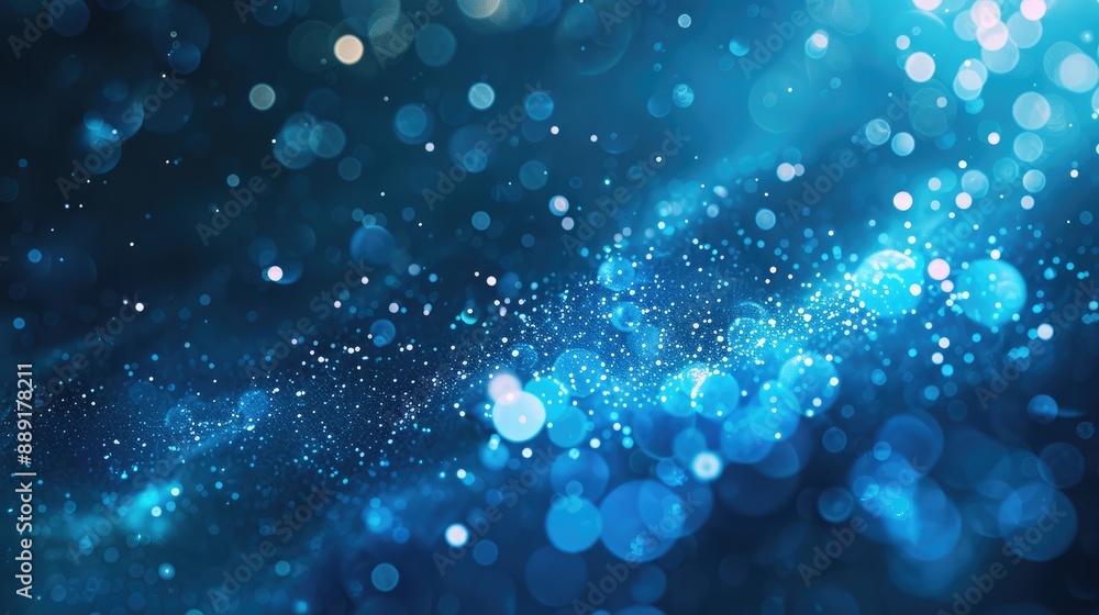 Poster blue bokeh background with glittering lights. perfect for adding a touch of magic and sparkle to you