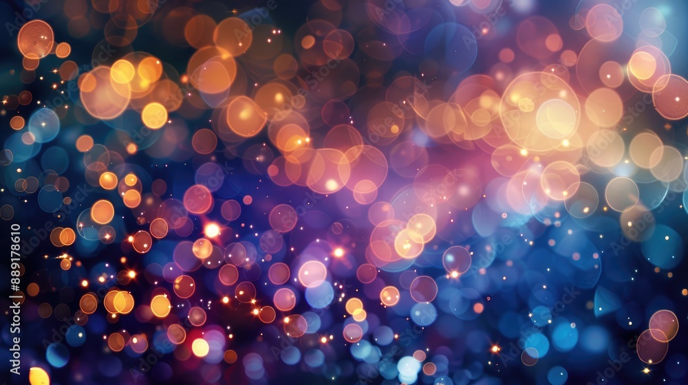 Poster abstract lights with sparkles and bokeh on festive background for design template