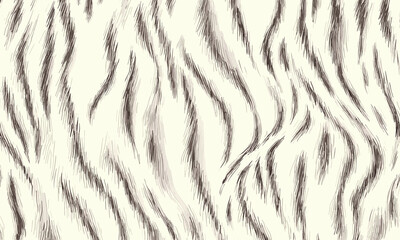 White Tiger Skin Pattern Vector Illustration Exotic Texture. Animal Striped Skin Fur Pattern Texture Background
