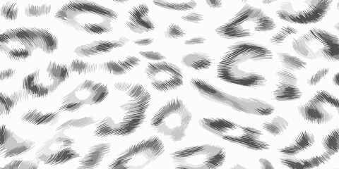 White Leopard Skin Texture Pattern Vector. Seamless Animal Wildlife Skin Pattern. Leopard Fur Camouflage Background.