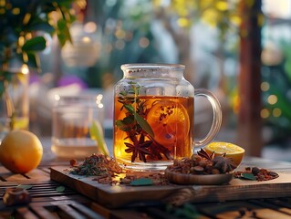 Warm Spiced Tea with Orange and Herbs - Photo