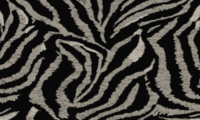Black Tiger Skin Pattern Vector Illustration Seamless Design. Animal Striped Skin Fur Pattern Texture Background