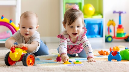 Fototapeta premium children playing with toys