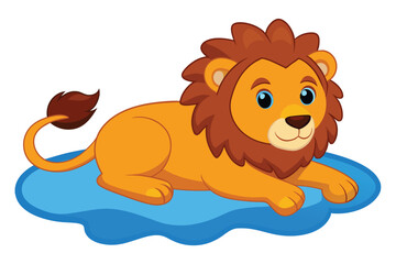 Lazy lion lies next to the lake G.eps