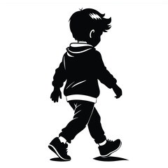 Obraz premium Child Striding Walking Child Symbol, silhouette vector illustration