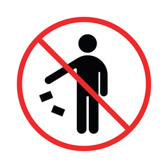 Do Not Litter Vector Flat Sign. Keep Clean. Do not Throw Trash, Rubbish or Garbage. Vector Solid Icon Design on White Background. Label for Packaging.