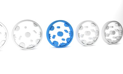 Blue Pizza icon isolated on white background. Fast food menu. Minimalism concept. 3D render illustration